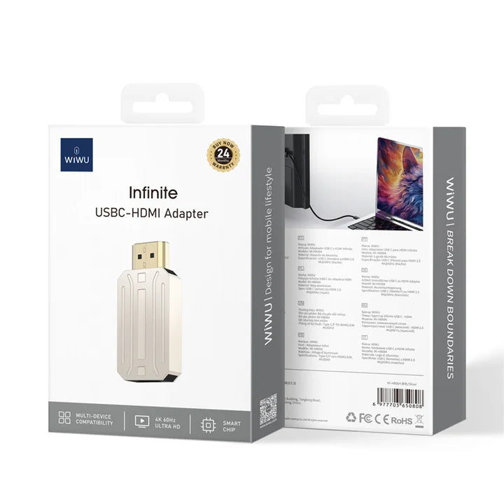 WiWU WI-HB004 Infinite USB C to HDMl Adapter - Titanium Gold - W Stooore