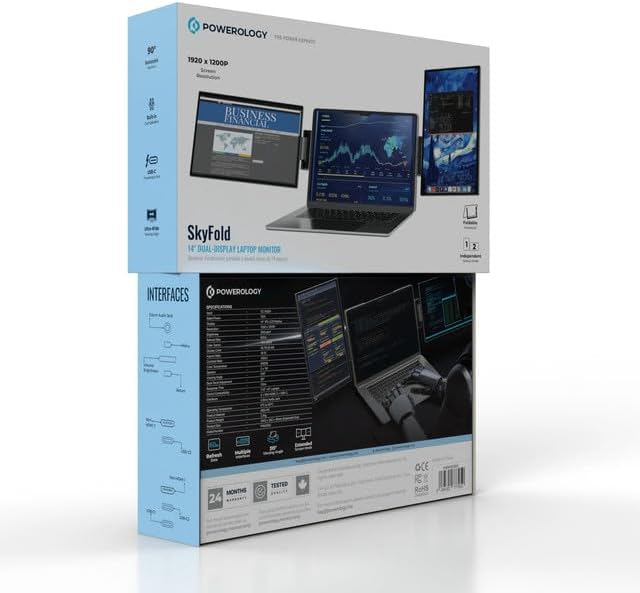 Powerology SkyFold 14" Dual Display Laptop Monitor - W Stooore