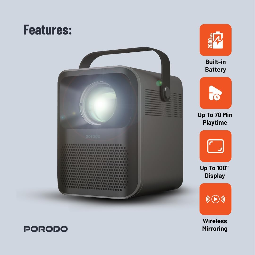 Porodo Lifestyle  Full HD Portable Projector - W Stooore
