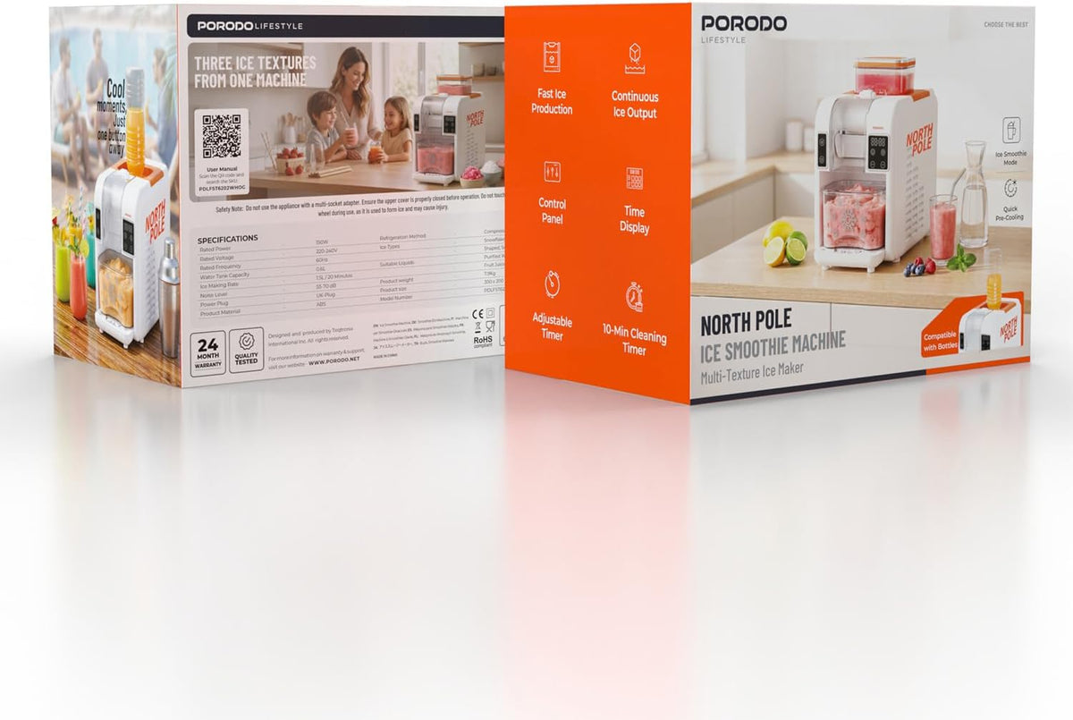 Porodo Lifestyle North Pole Ice Smoothie Machine Multi-Texture Ice Maker - W Stooore
