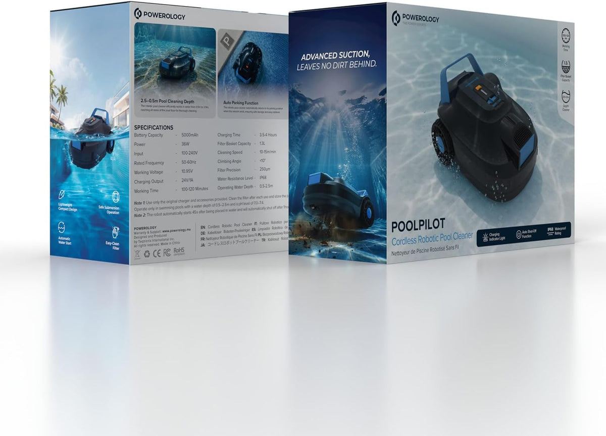 Powerology POOLPILOT Cordless Robotic Pool Cleaner - W Stooore