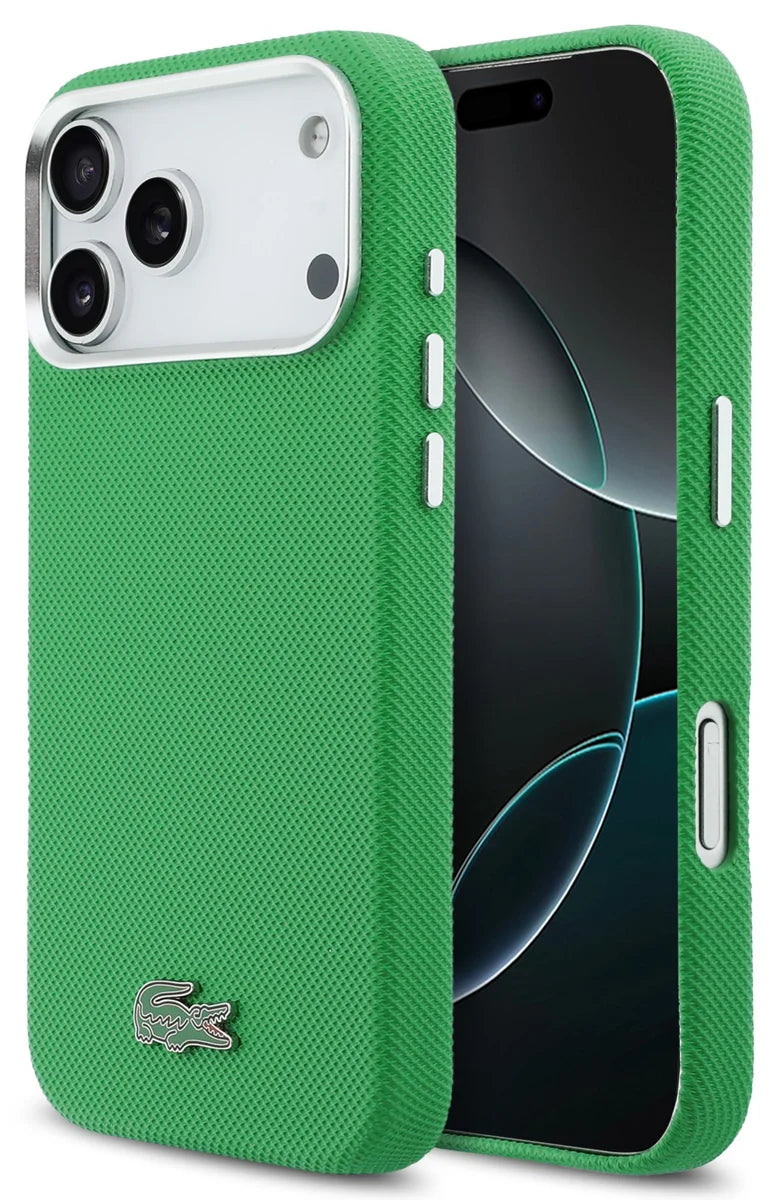 Lacoste MagSafe Full Wrapped Leather Case With Petit Pique Logo – iPhone 17 Pro Max - Estragon Green
