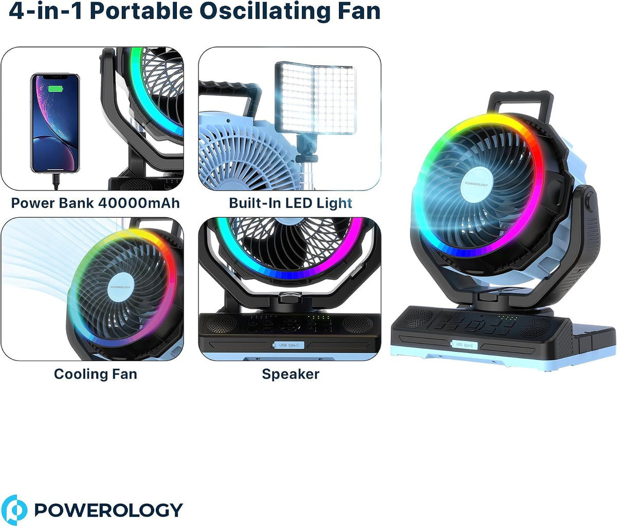 Powerology VentoPower Outdoor 40K Oscillating Fan - W Stooore