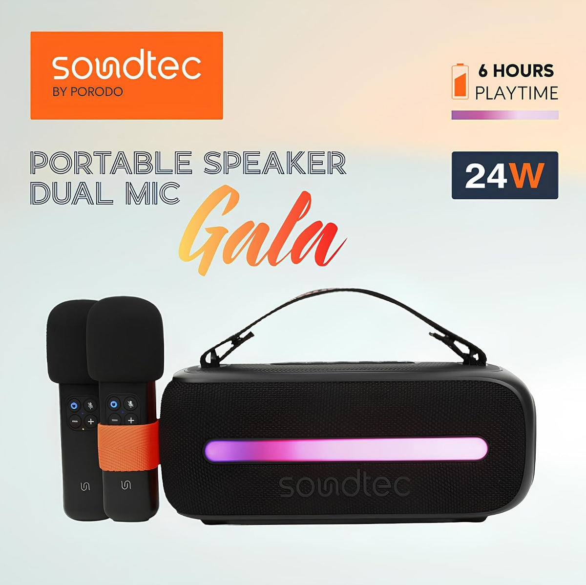 Porodo Soundtec 24W Speaker with Dual Wireless Microphone - W Stooore