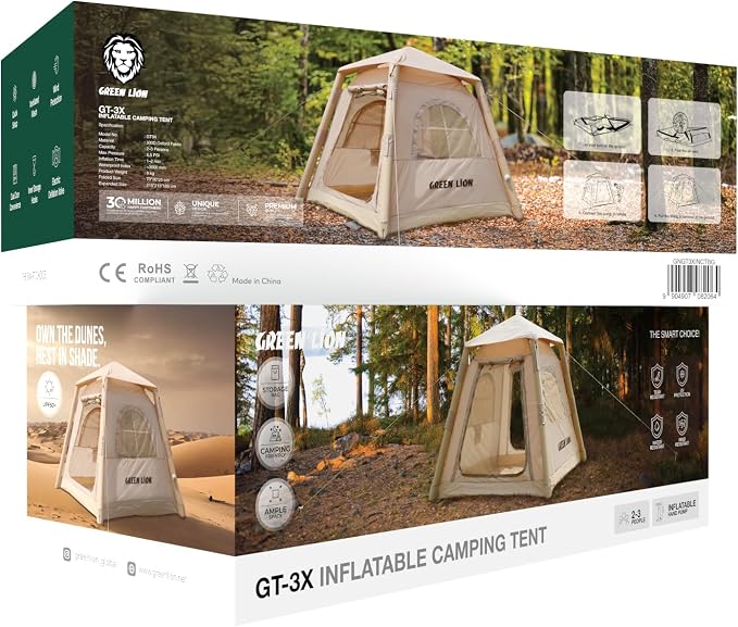 Green Lion GT-3X Inflatable Camping Tent - W Stooore