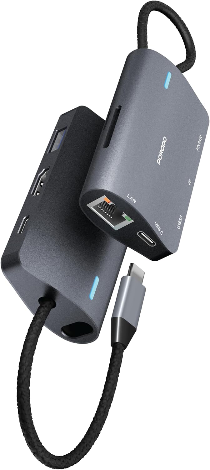 موزع منافذ بورودو 7 في 1 بمنفذ USB-C - رمادي