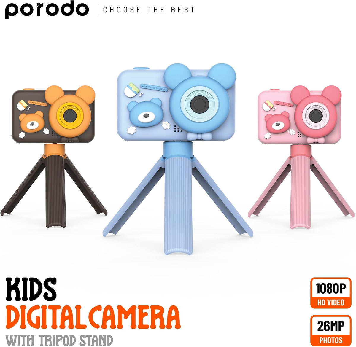 Porodo Kids Digital Camera With Tripod Stand - W Stooore