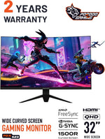 Porodo Gaming 180Hz Gaming Monitor Wide-Curved QHD Monitor 32" - W Stooore