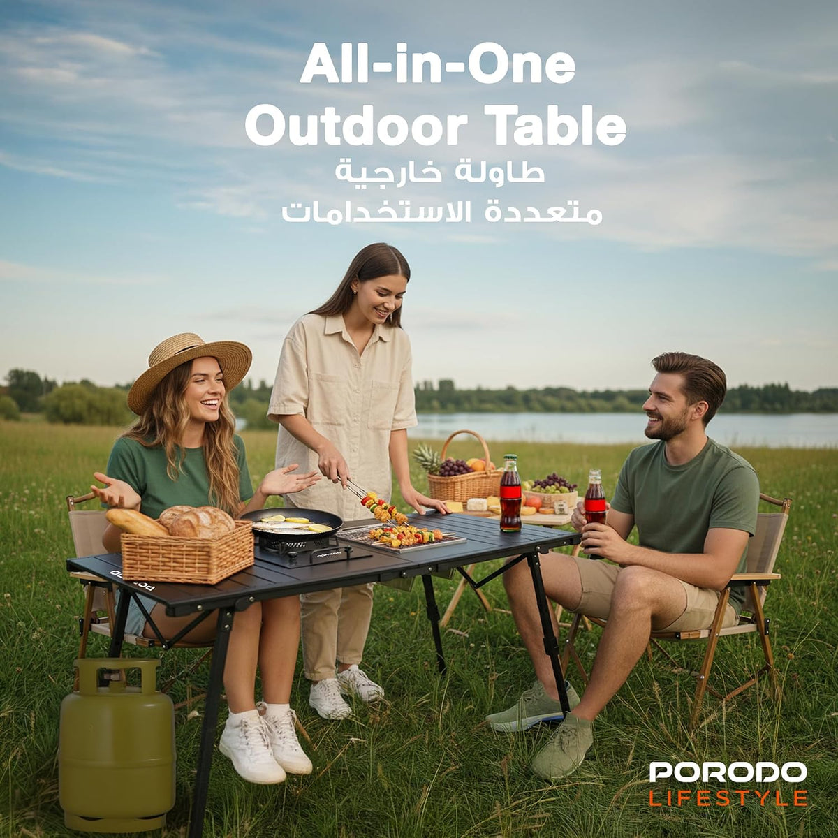 Porodo Lifestyle All-In-One Outdoor
Folding Table With Stove & Grill - W Stooore