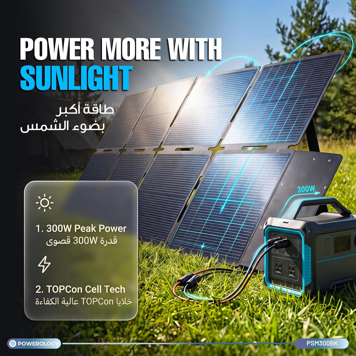 Powerology Helios Flex 300W TOPCon Folding Solar Panel - W Stooore