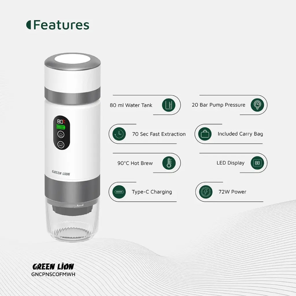 Green Lion Campinas Portable Coffee Maker 80mL - W Stooore
