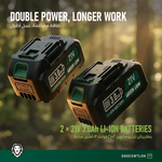 Green Lion GES-8 Brushless Cordless Chainsaw - 8" Bar Length - 2*21V 3.0Ah Battery - W Stooore