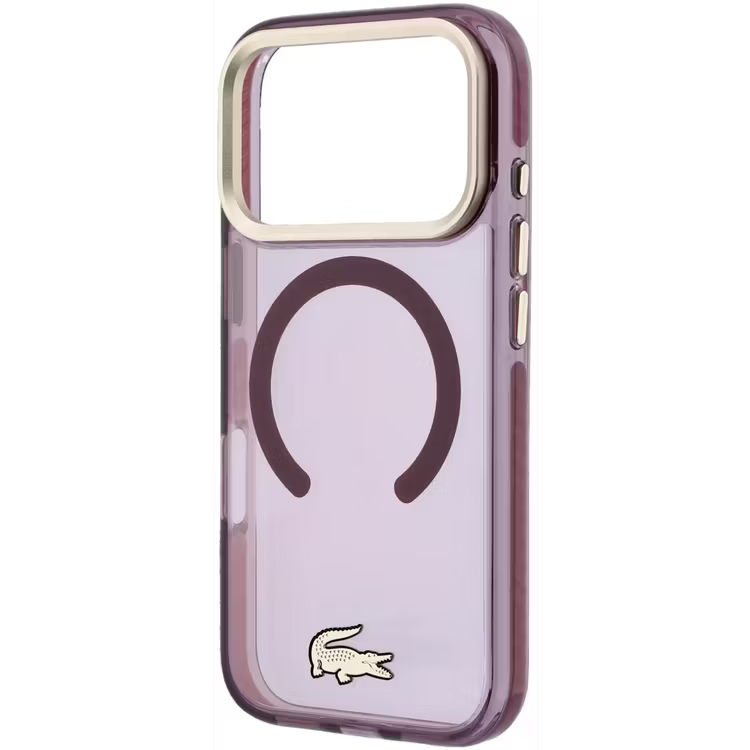 Lacoste Magsafe IML Transparent Hard Case With Green Shockproof Edges – iPhone 18 Pro/17 Pro - Burgundy