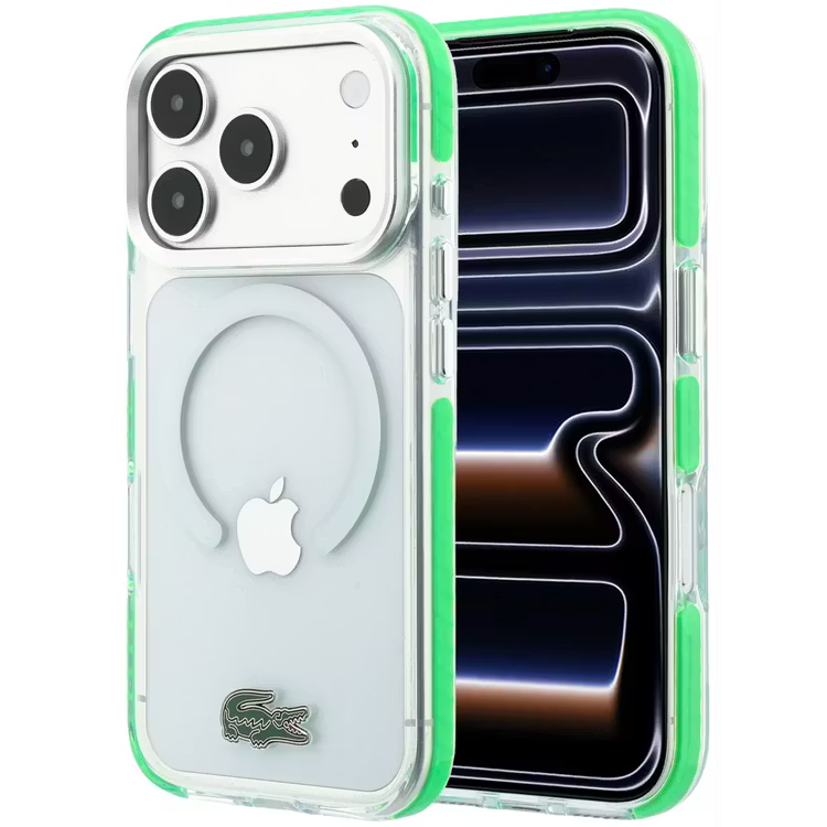 Lacoste Magsafe IML Transparent Hard Case With Green Shockproof Edges – iPhone 18 Pro/17 Pro