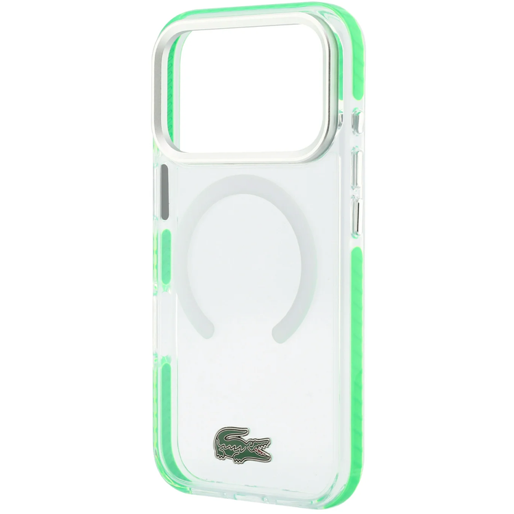 Lacoste Magsafe IML Transparent Hard Case With Green Shockproof Edges – iPhone 18 Pro/17 Pro