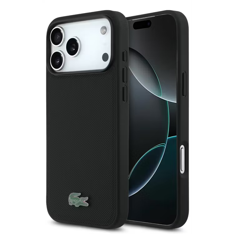Lacoste Magsafe Petit Pique Hard Case With Lacquer Metal Logo – IPHONE 18 PRO - Black