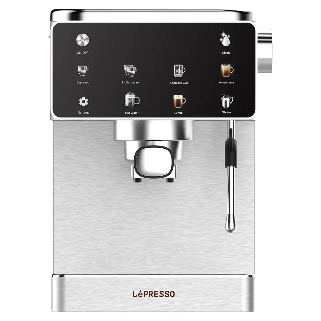 LePresso ماكينة فاخرة
ماكينة إسبريسو مع عصا تبخير - فضي