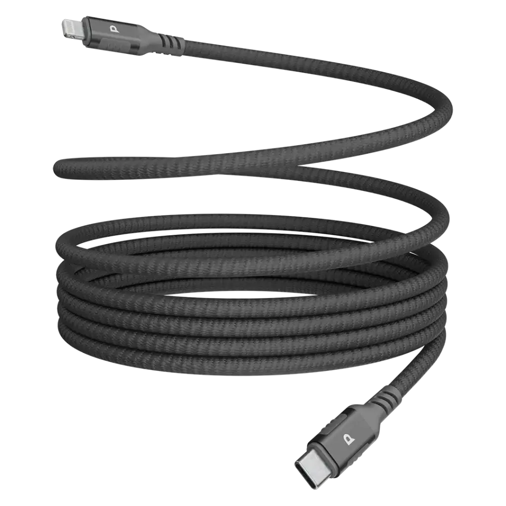 كابل باورولوجي مالينكا ويف مغناطيسي من USB-C إلى Lightning بطول 1.2 متر، بقدرة 30 واط - رمادي