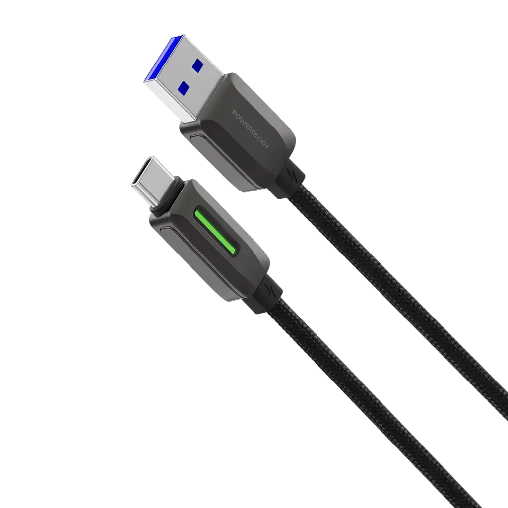 كابل باورولوجي مضفر USB-A إلى USB-C بقوة 12 واط - أسود