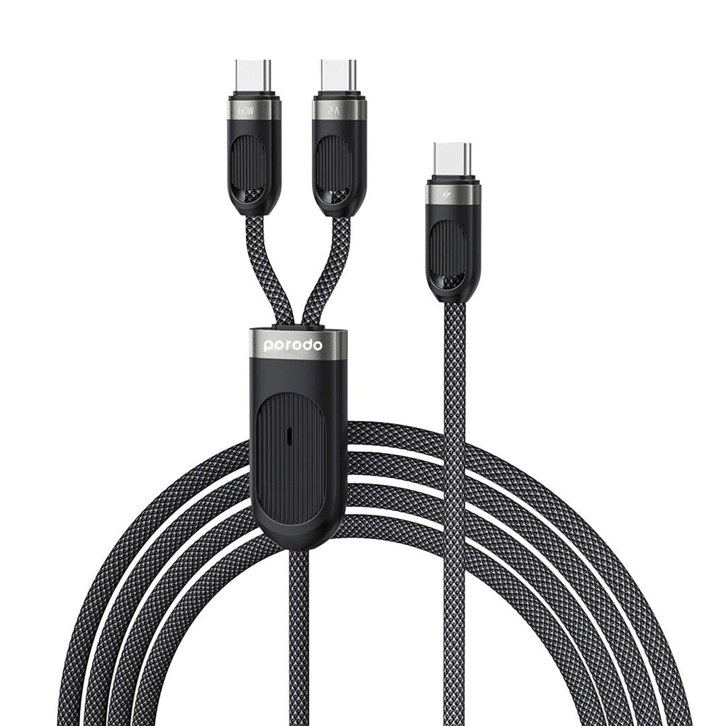 Porodo Dual Type-C Fast Charging Cable USB-C PD Input - Black