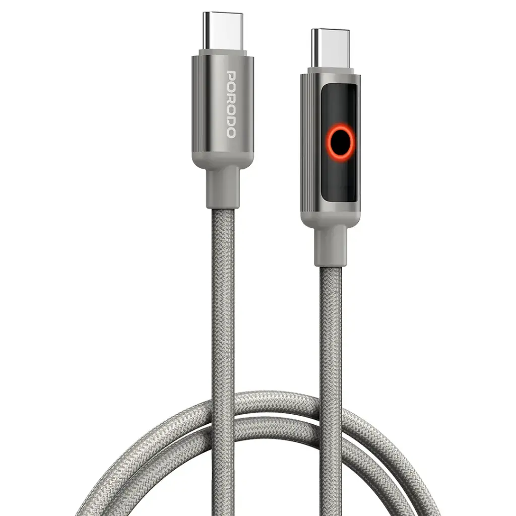كابل شحن بورودو تشارج لايت USB-C إلى USB-C - رمادي