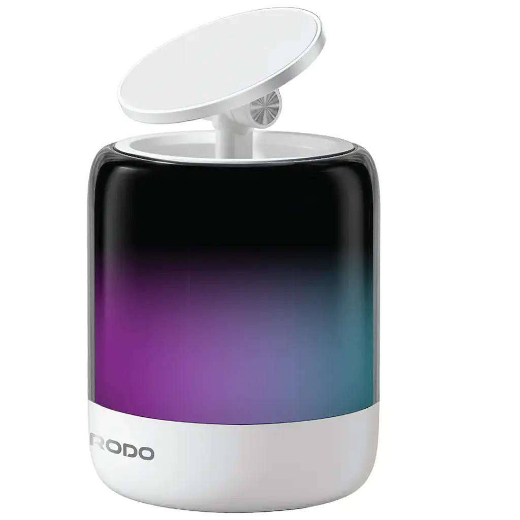 مكبر صوت وحامل هاتف Porodo Syncglow - أبيض