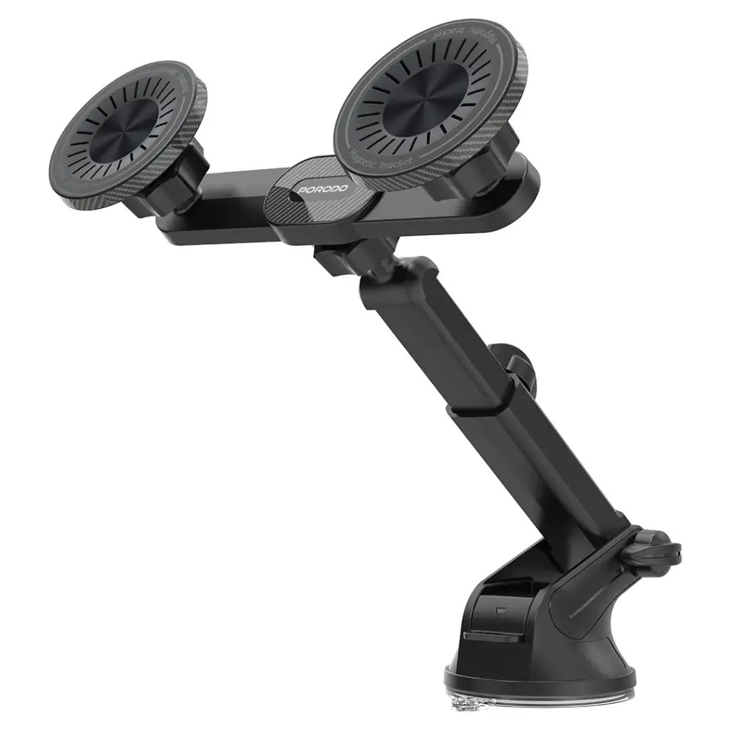 Porodo Dax-l Dual Magsafe Car Phone Mount Adjustable Telescopic Arm - Black