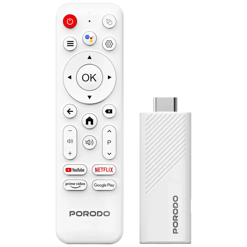 Porodo 4k Android Smart Streaming TV Stick - White
