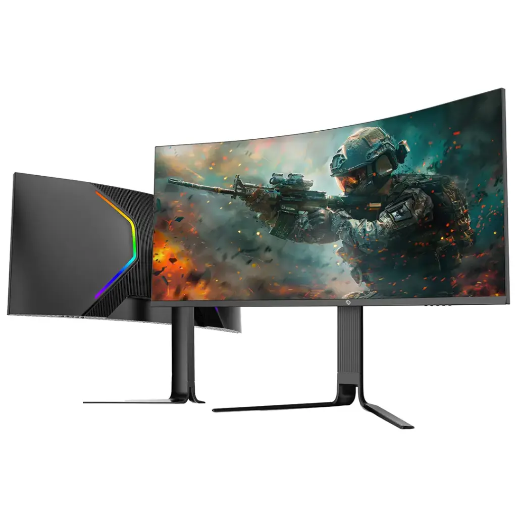 Porodo Gaming 34" Curved Ultra-Wide QHD 200HZ Gaming Monitor with Ergonomic 3-Axis Stand - W Stooore
