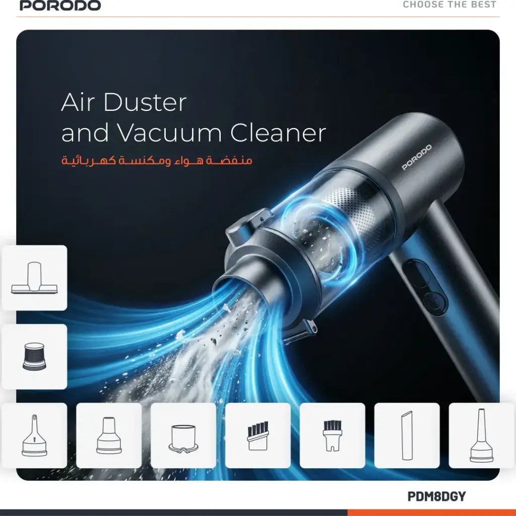 Porodo Tornado Pro Air Duster & Vacuum Cleaner With Detachable Nozzles - W Stooore