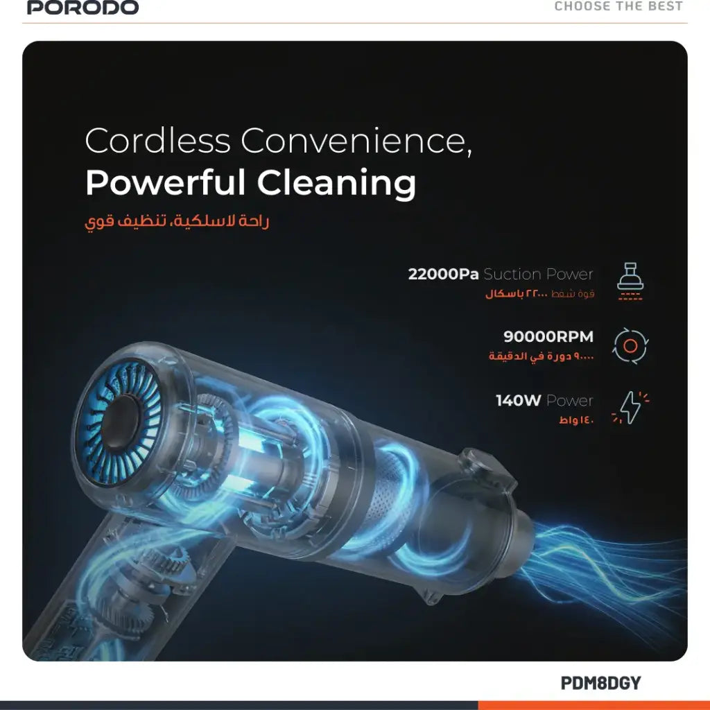 Porodo Tornado Pro Air Duster & Vacuum Cleaner With Detachable Nozzles - W Stooore