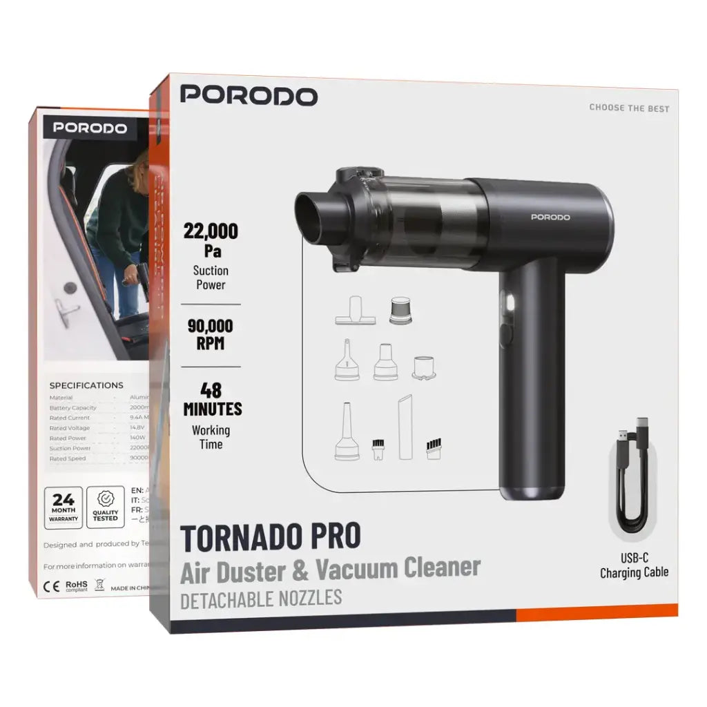 Porodo Tornado Pro Air Duster & Vacuum Cleaner With Detachable Nozzles - W Stooore