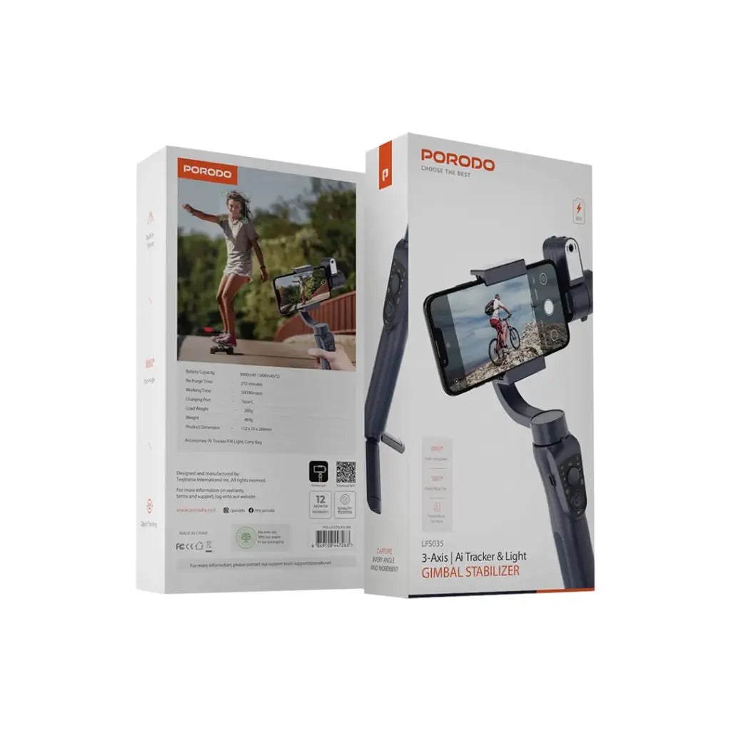 Porodo 3-Axis Gimbal Stabilizer AI Tracking - W Stooore