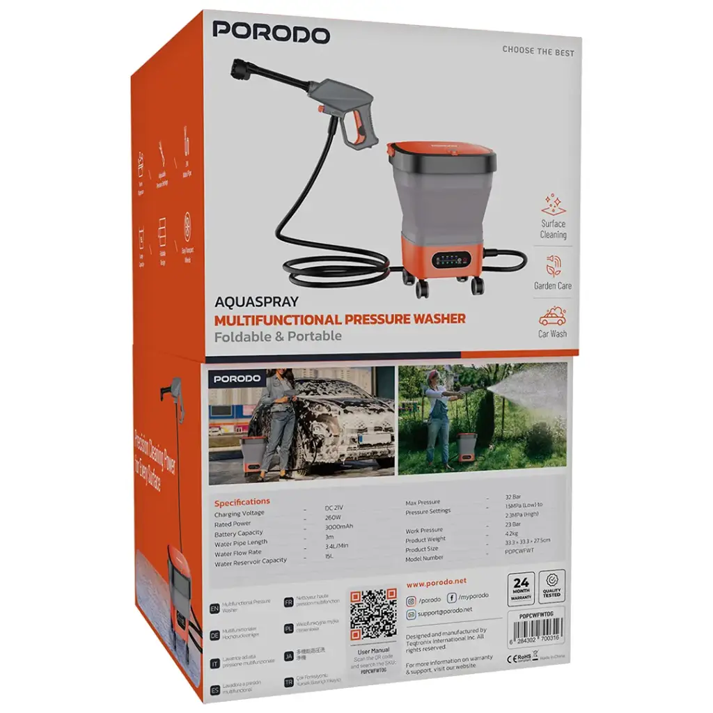 Porodo Aquaspray Multifunctional Pressure Washer - W Stooore