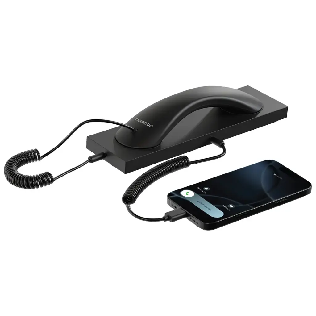 Porodo Classic Retro Phone Handset With Type-C Connector - Black