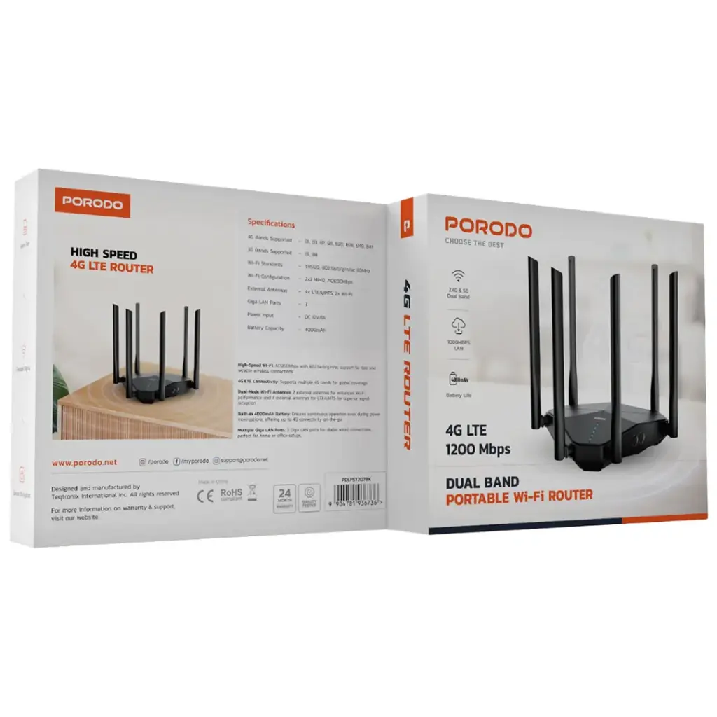 Porodo Dual Band Portable Wi-Fi Router - W Stooore