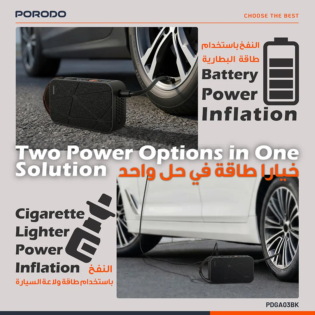 Porodo Flator 4000mAh Car Tire Inflator Pressure Display - W Stooore