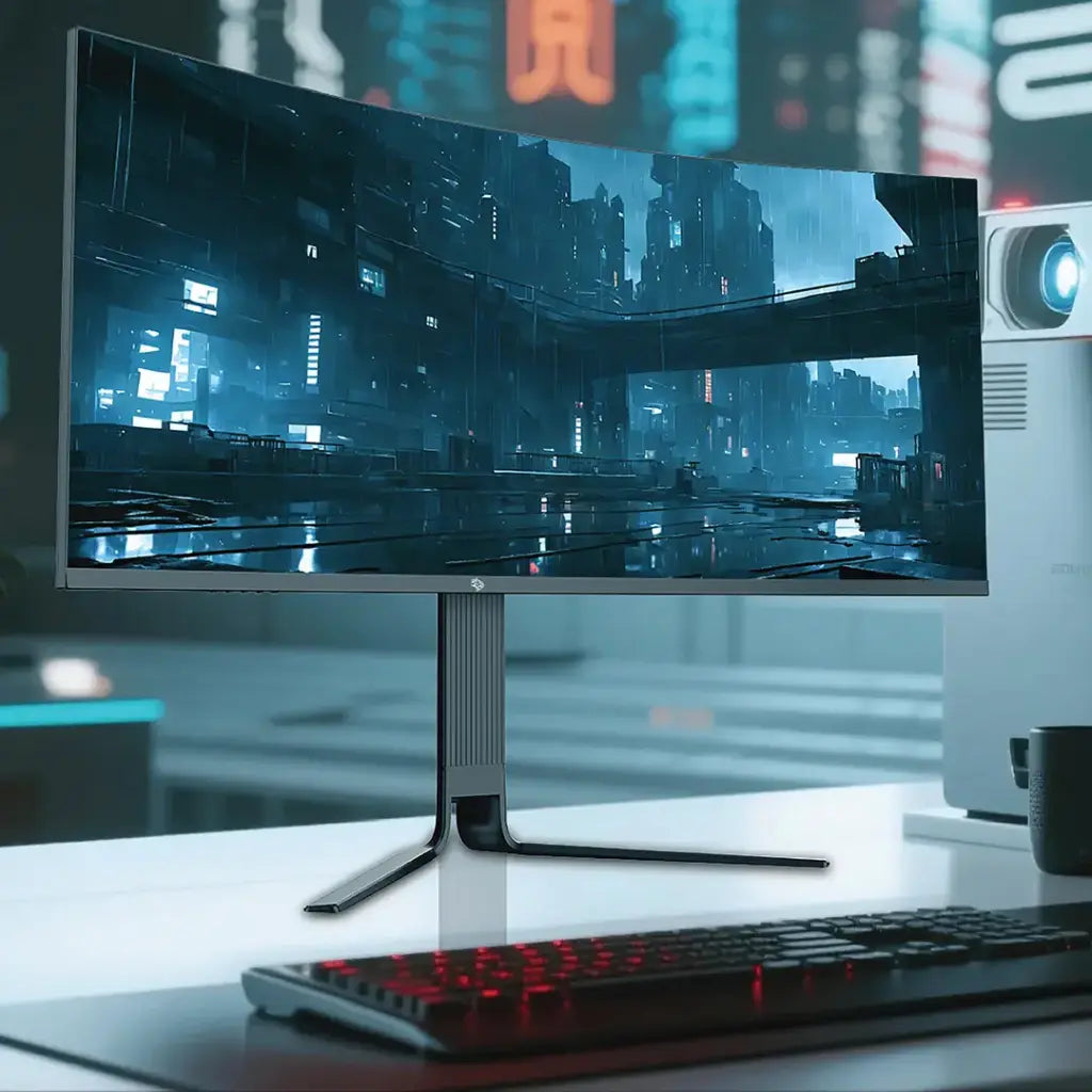 Porodo Gaming 34" Curved Ultra-Wide QHD 200HZ Gaming Monitor with Ergonomic 3-Axis Stand - W Stooore
