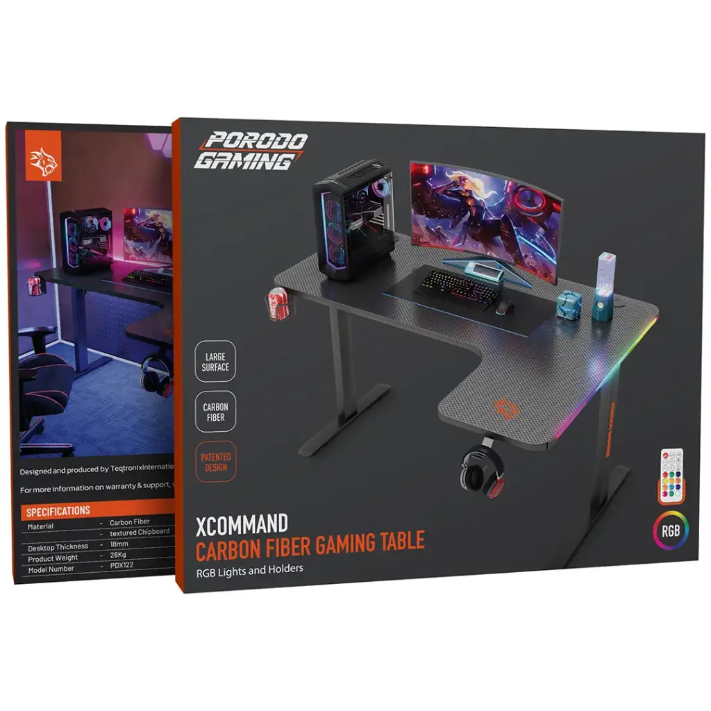 Porodo Gaming Xcommand Carbon Fiber Gaming Table - W Stooore