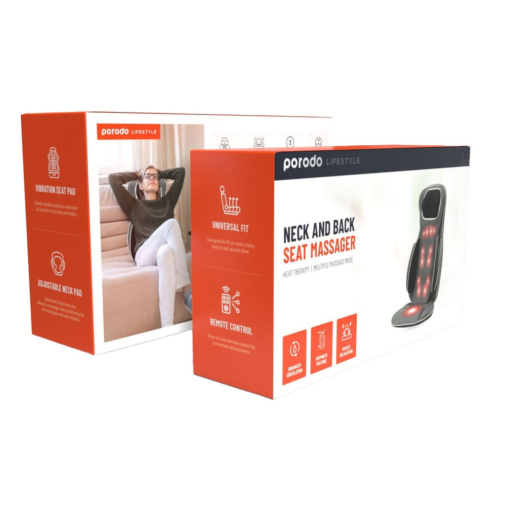 Porodo Lifestyle Neck And Back Seat Massager Heat Therapy & Multiple Massage Mode - W Stooore