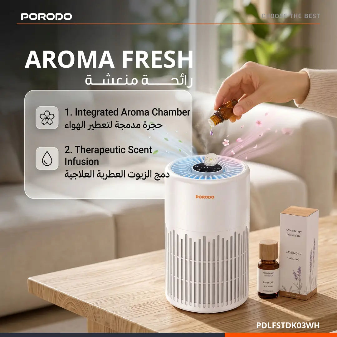 Porodo Lifestyle PUREA Smart Air Purifier with 3-Layer H13 HEPA Filter - W Stooore