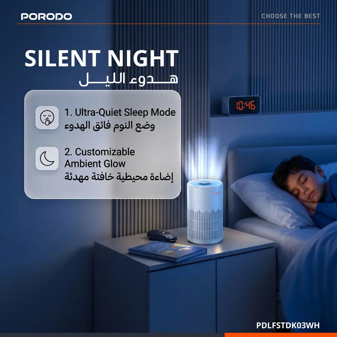 Porodo Lifestyle PUREA Smart Air Purifier with 3-Layer H13 HEPA Filter - W Stooore