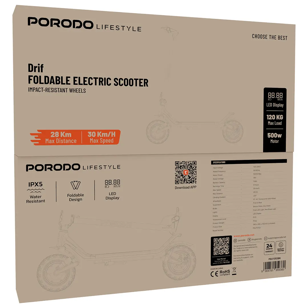 Porodo Lifestyle Drif Foldable Electric Scooter - W Stooore