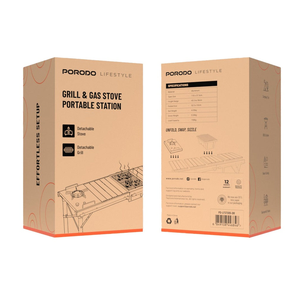 Porodo Lifestyle Grill & Gas Stove Portable Station - W Stooore