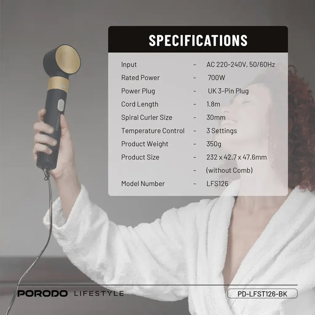Porodo Lifestyle Multi-Styling Hair Dryer Set - W Stooore