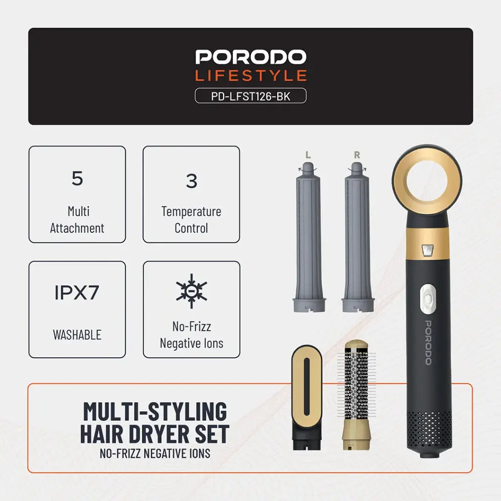 Porodo Lifestyle Multi-Styling Hair Dryer Set - W Stooore