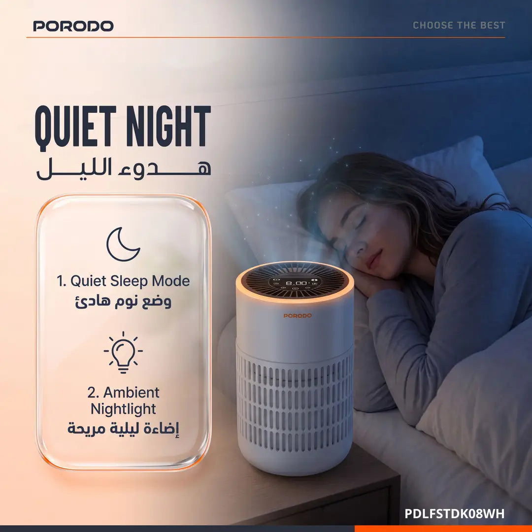 Porodo Lifestyle Purea Prime Smart Air Purifier with 3-Layer H13 HEPA Filter - W Stooore