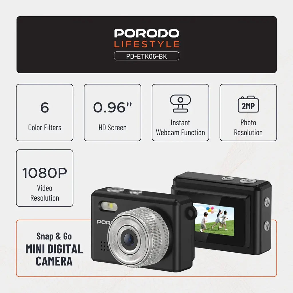 Porodo Lifestyle Snap & Go Mini Digital Camera - W Stooore