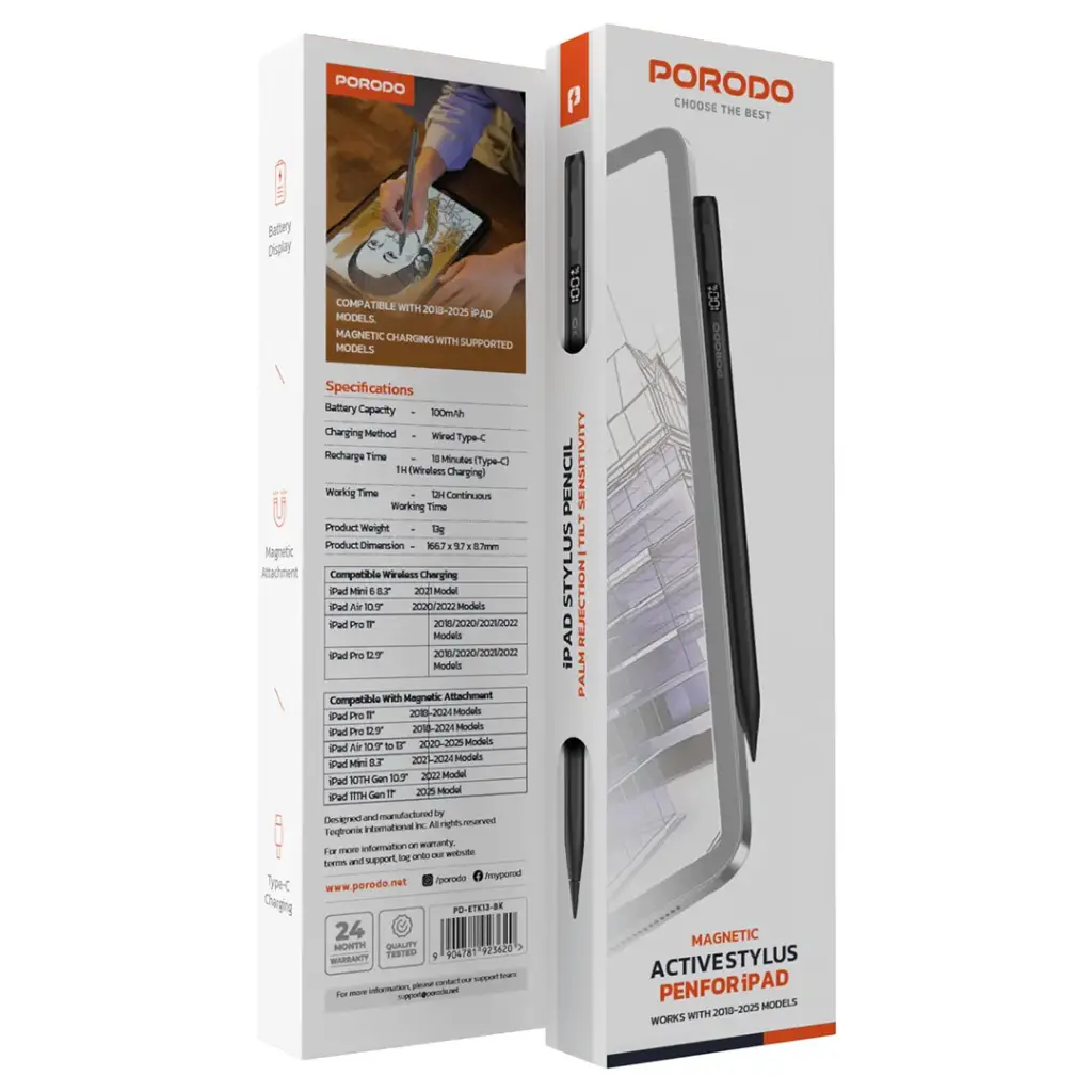 Porodo Magnetic Active Stylus Pen for iPad - W Stooore