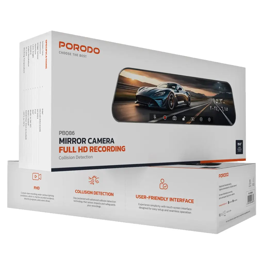 Porodo Mirror Camera Full HD Recording - W Stooore